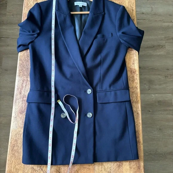 Something Navy Danielle Blazer Jacket Double Breasted Suit Coat Ponte Blue M - Picture 14 of 15